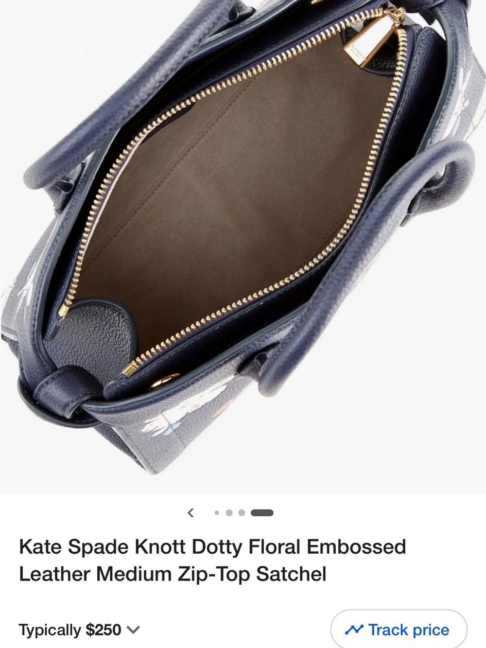 kate spade navy floral crossbody satchel - Picture 4 of 8